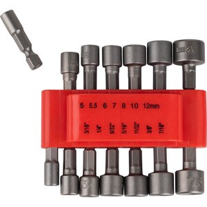 14-Piece Power Nut Driver Set for Impact Drill 1/4" Hex Head SAE and Metric Bits with Holder